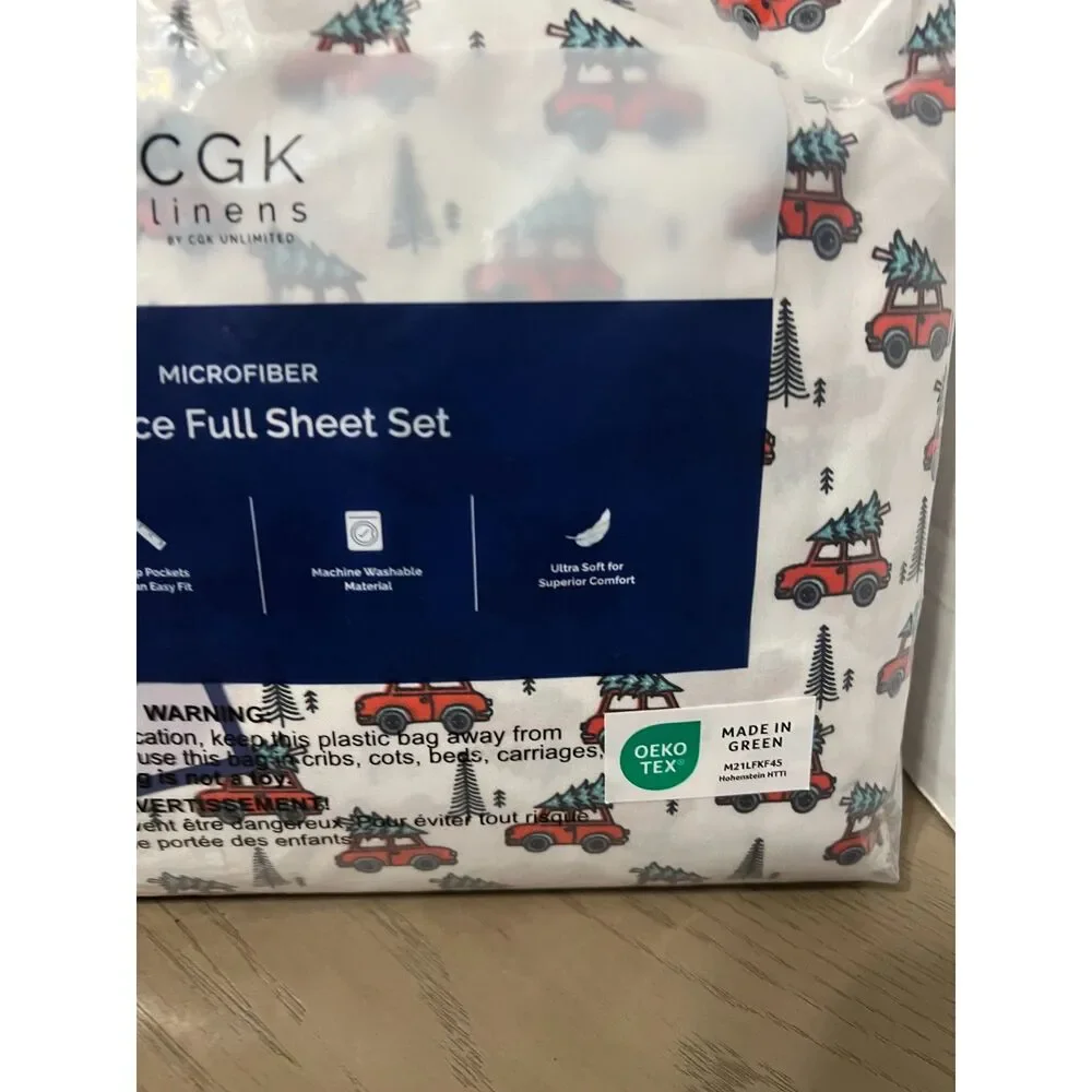 CGK Linens 4 Piece Christmas Pattern Sheet Set Full New